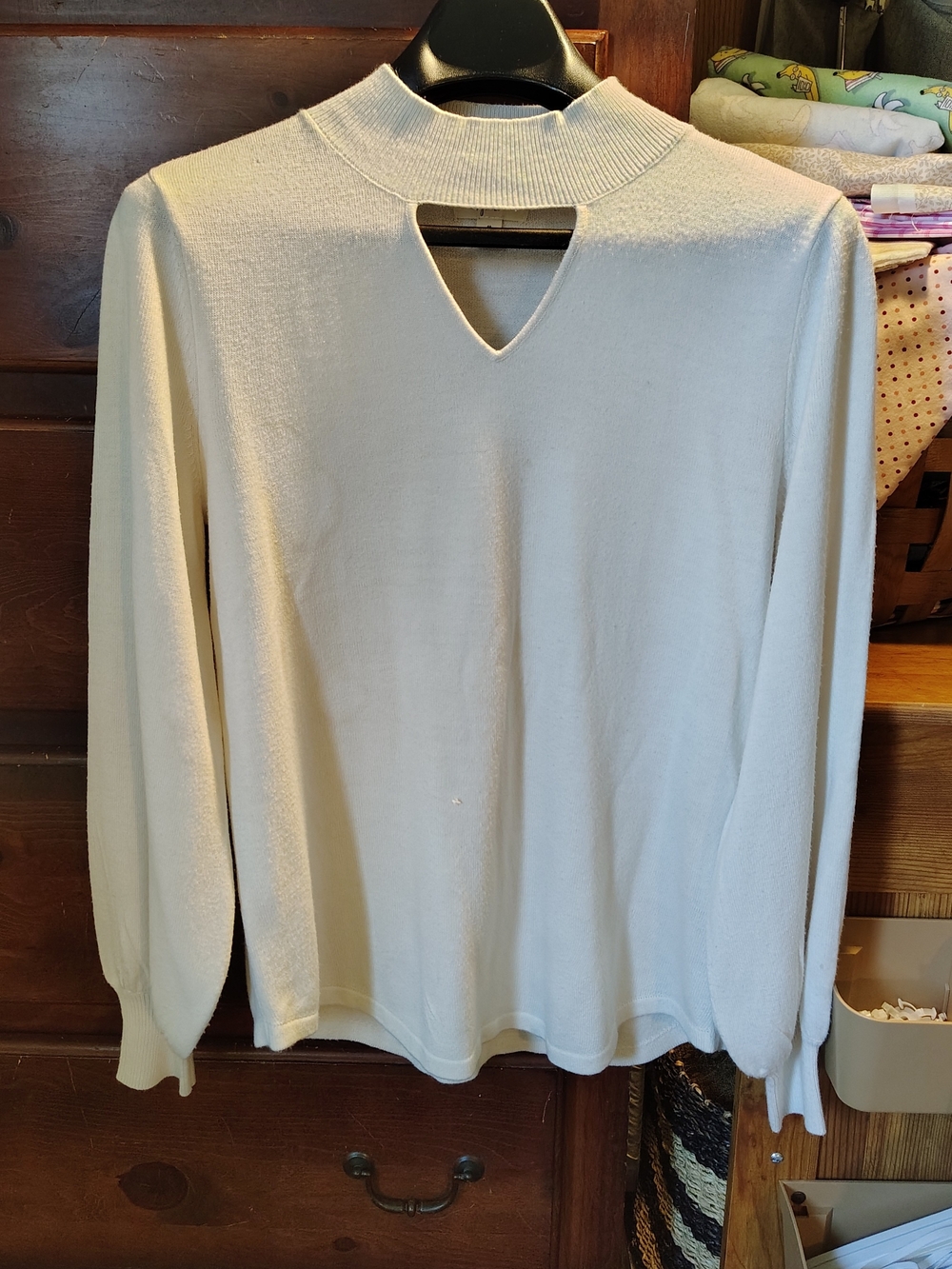 Style & Co. Cream Turtleneck Sweater with Keyhole